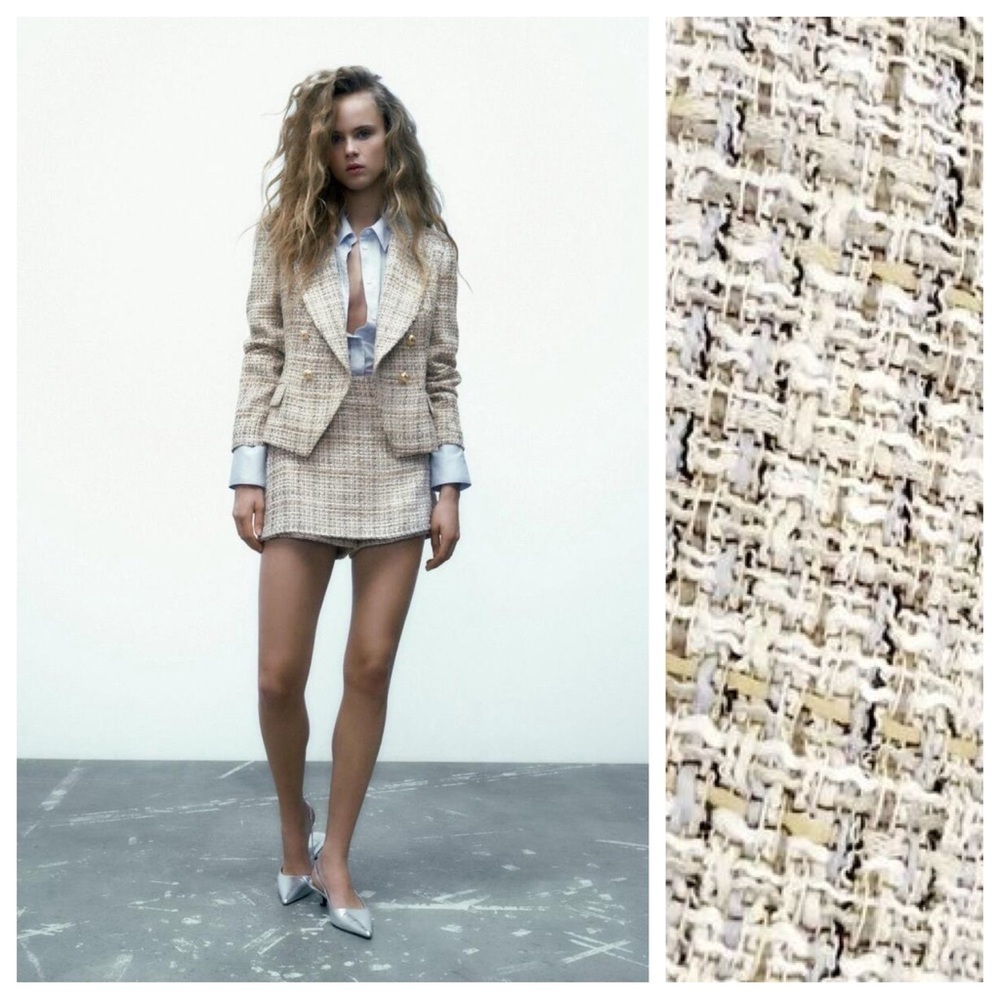 WT. Zara Multicolor Textured Double-Breasted Blazer. Size M.
